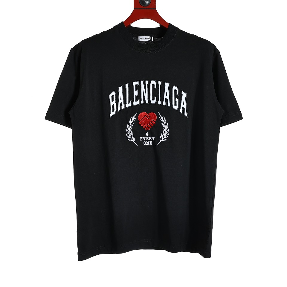 YESKICKS Balenciaga Love Element Pattern Logo Print T-shirt for Unisex Black And Gray