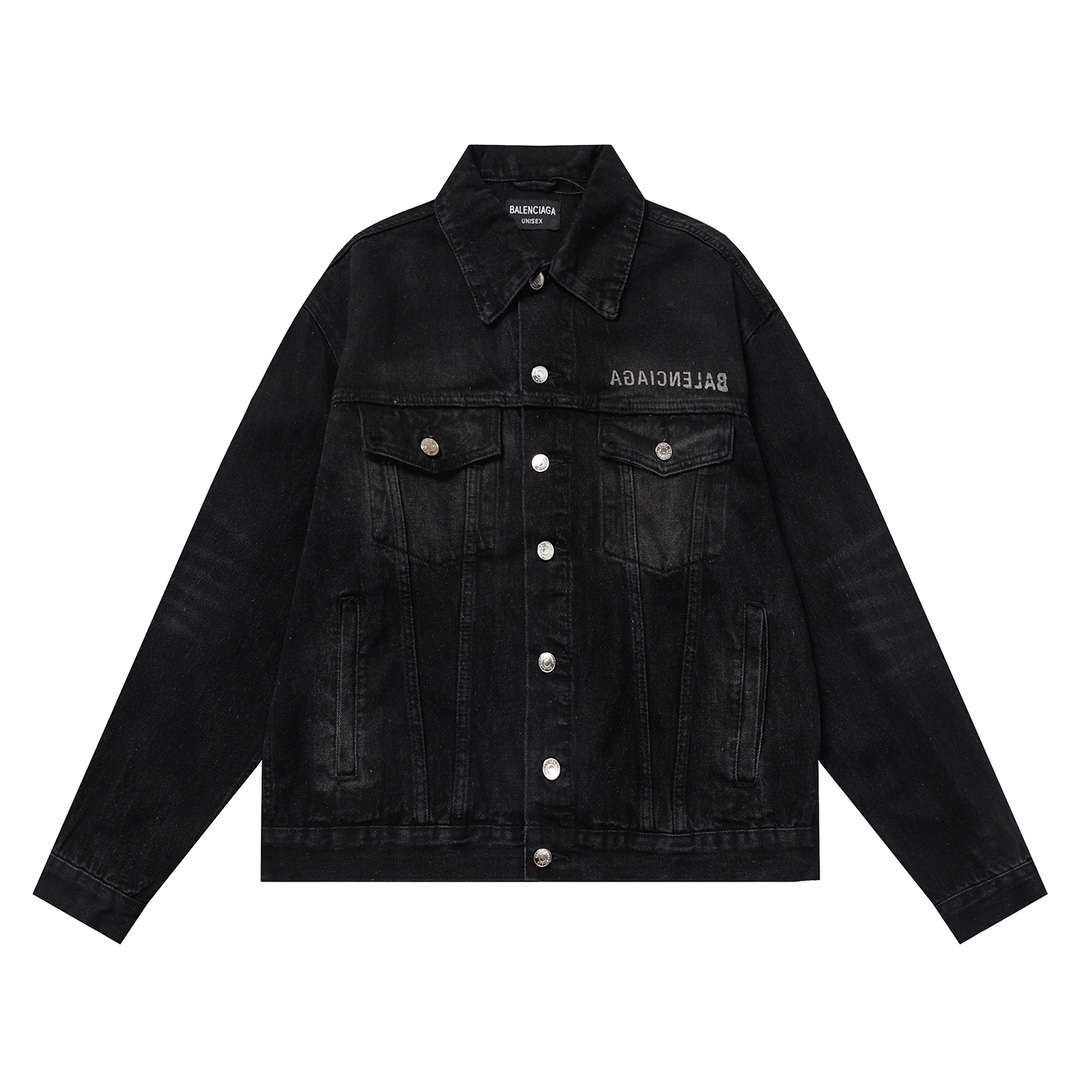 YESKICKS Balenciaga Street Style Long Denim Jacket for Unisex