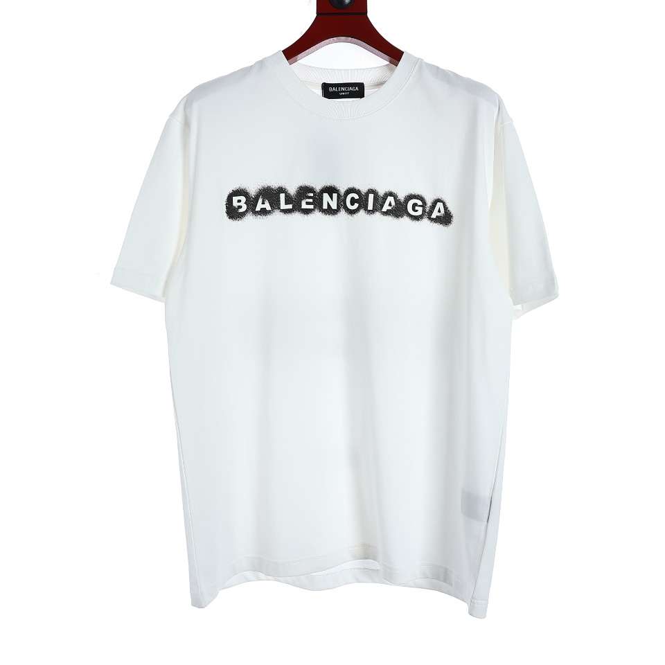 YESKICKS Balenciaga Logo Letter Print T-shirt for Unisex Black And White