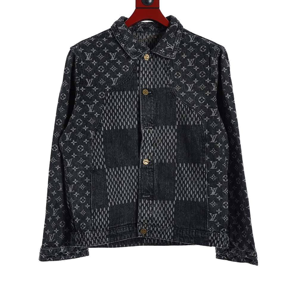 YESKICKS Louis Vuitton Street Style Monogram Logo Print Denim Jacket For Unisex