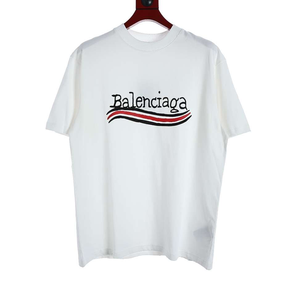 YESKICKS Balenciaga Logo Graffiti Prints T-shirt for Unisex Black  Blue And White