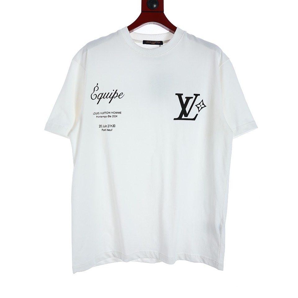 YESKICKS Louis Vuitton Letter Print T-Shirt For Unisex Black And White