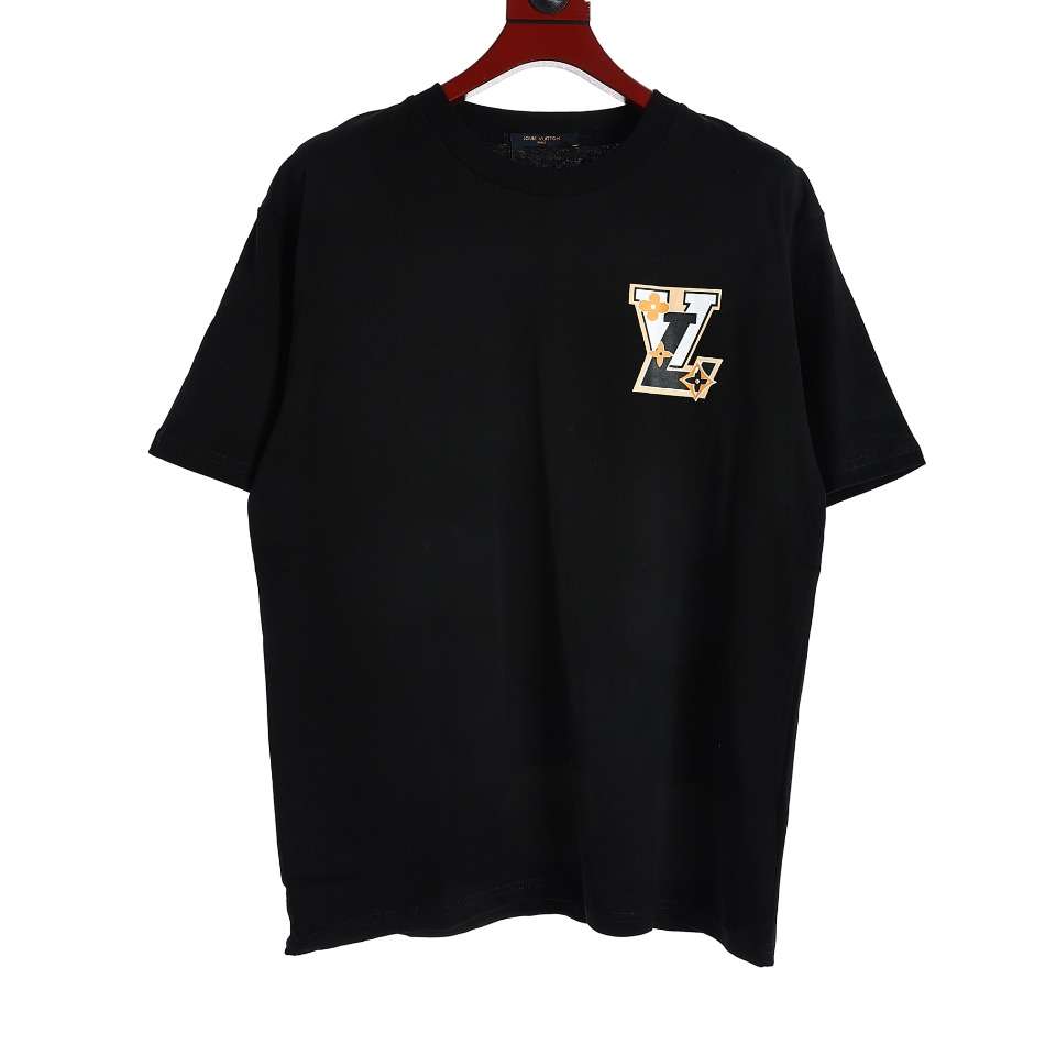 YESKICKS Louis Vuitton Colorblocked Logo Print T-Shirt For Unisex Black And White