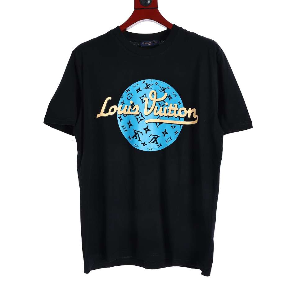 YESKICKS Louis Vuitton Logo Printed T-Shirt For Unisex Black And White