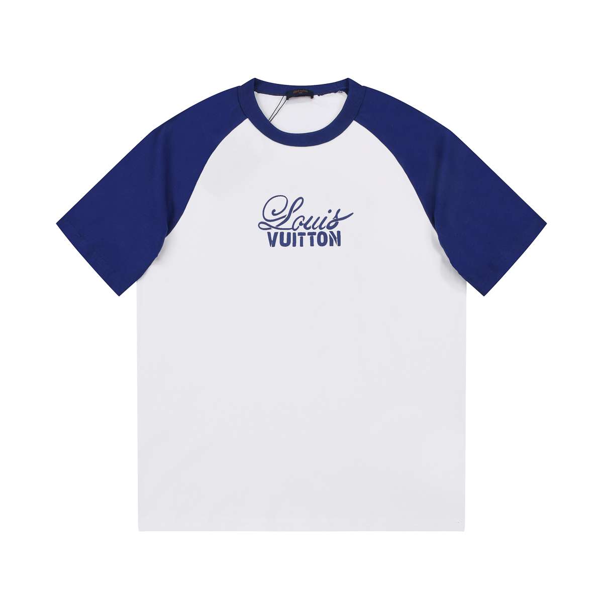 YESKICKS Louis Vuitton Colorblocked Raglan Sleeves T-shirt for Unisex Black and Blue