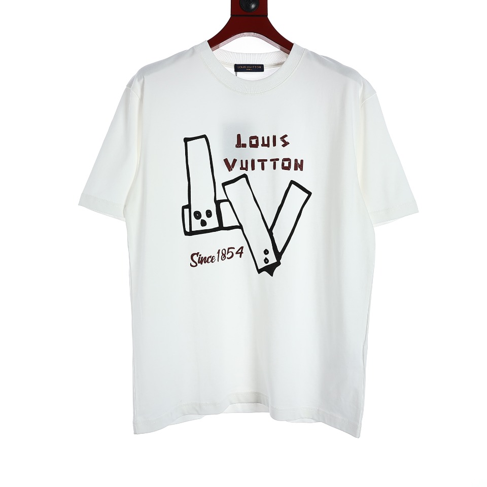 YESKICKS Louis Vuitton Graffiti Letter Print T-Shirt For Unisex Black And White