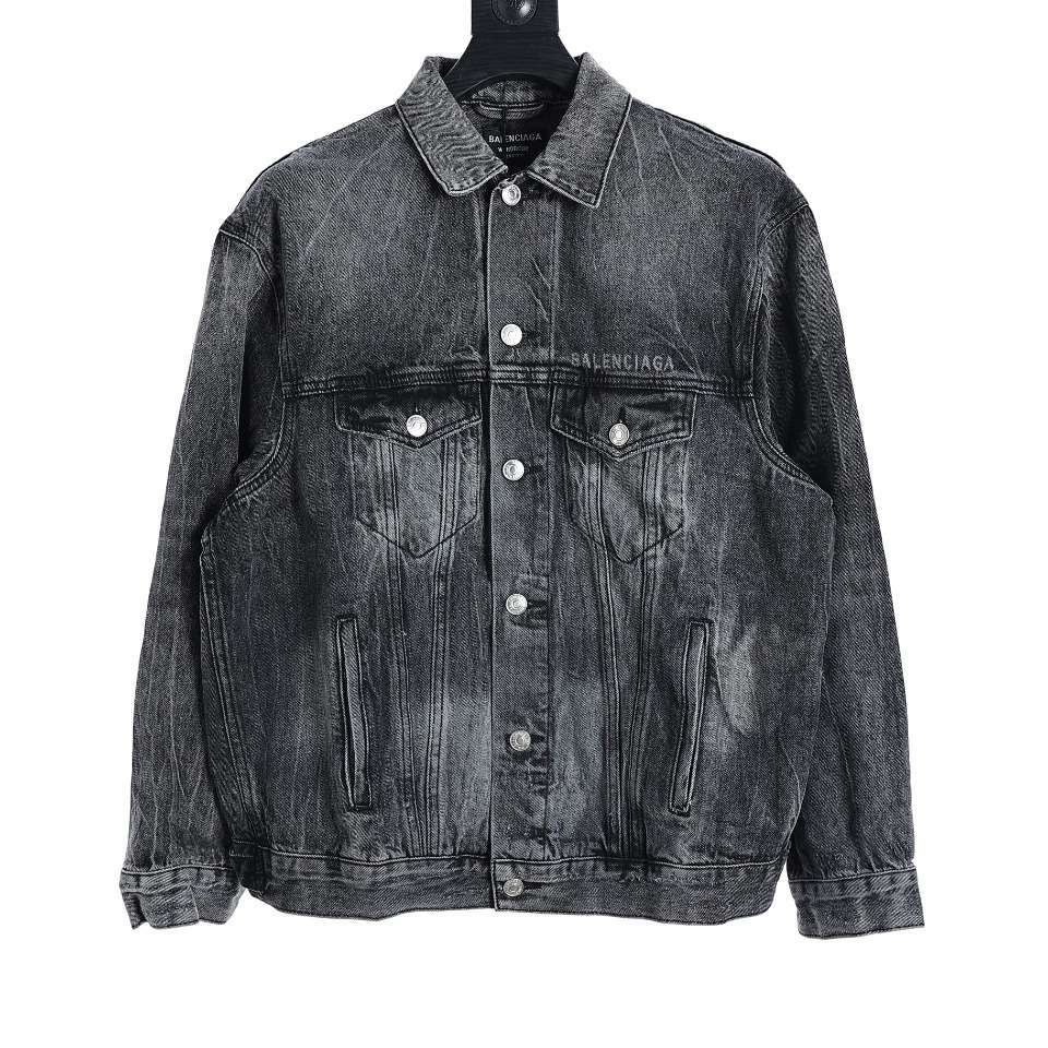 YESKICKS Balenciaga Melted Smiley Washed and Aged Denim Jacket For Unisex