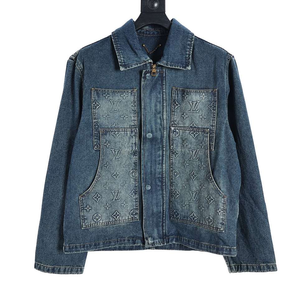 YESKICKS Louis Vuitton Embossed Denim Jacket For Unisex