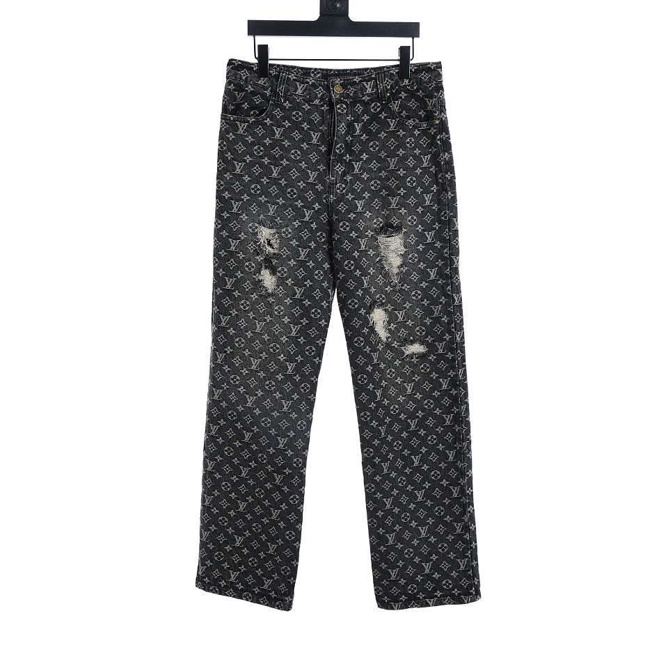 YESKICKS Louis Vuitton Little Red Riding Hole Jacquard Jeans For Unisex