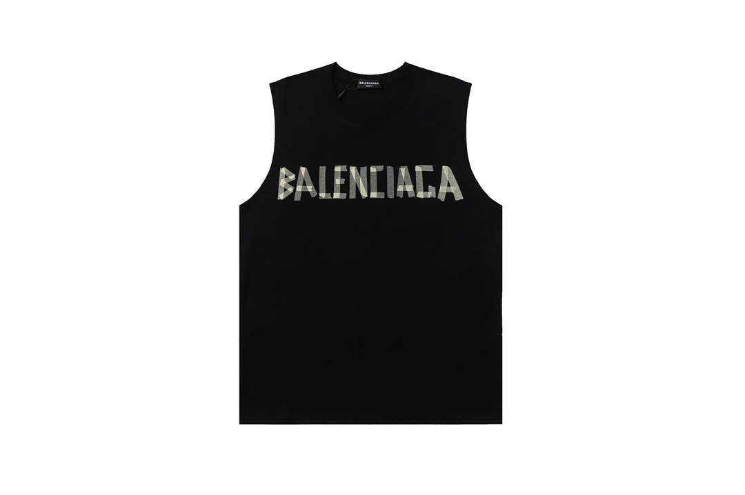 YESKICKS Balenciaga Sleeveless Tank Top Logo Print T-shirt for Unisex Black And White