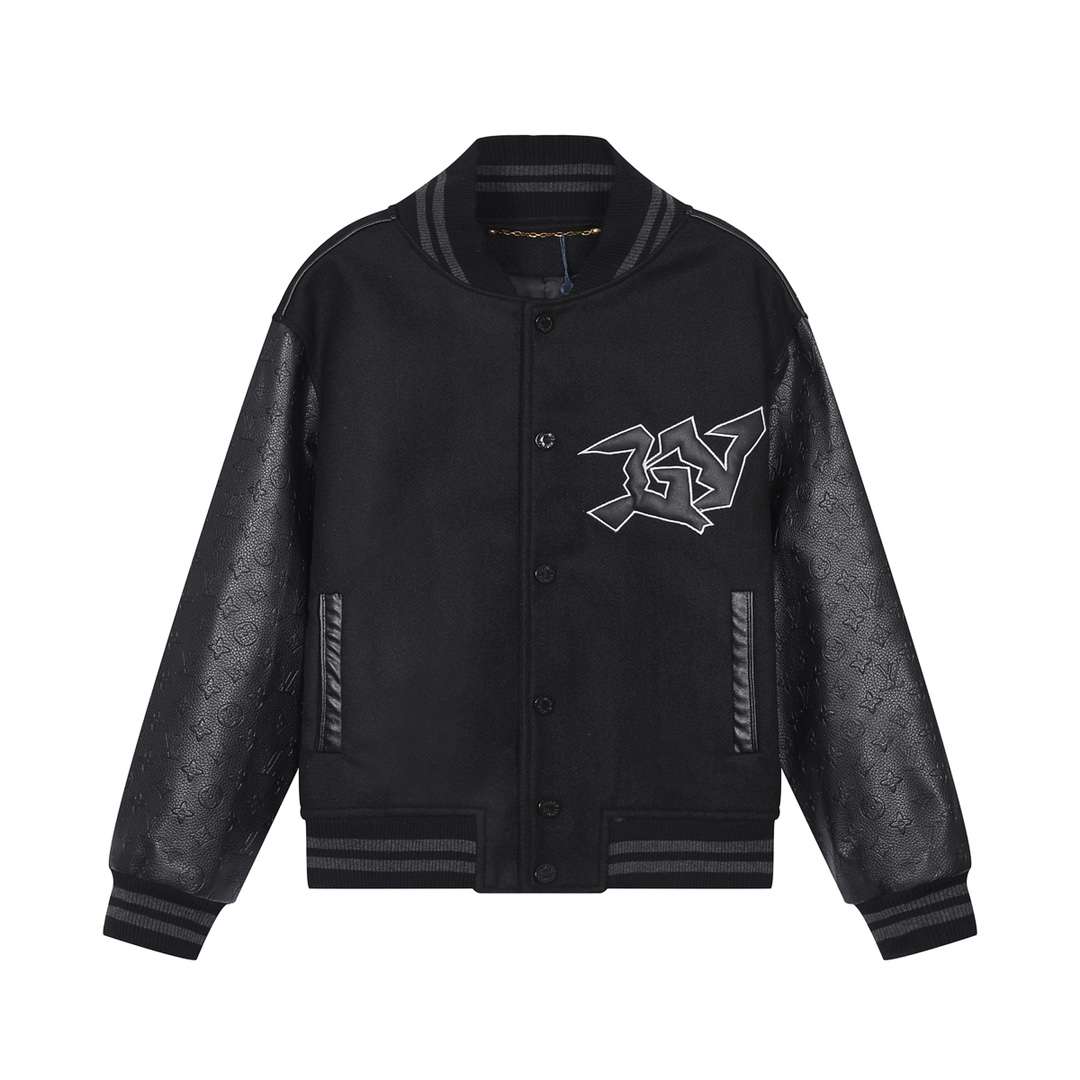 YESKICKS Louis Vuitton Logo Print Baseball Jacket For Unisex