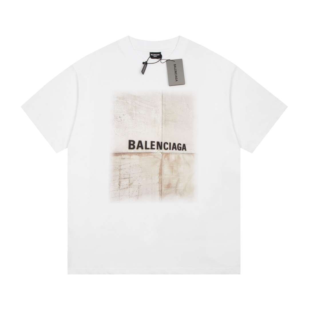 YESKICKS Balenciaga Logo Print T-shirt for Unisex Black And White