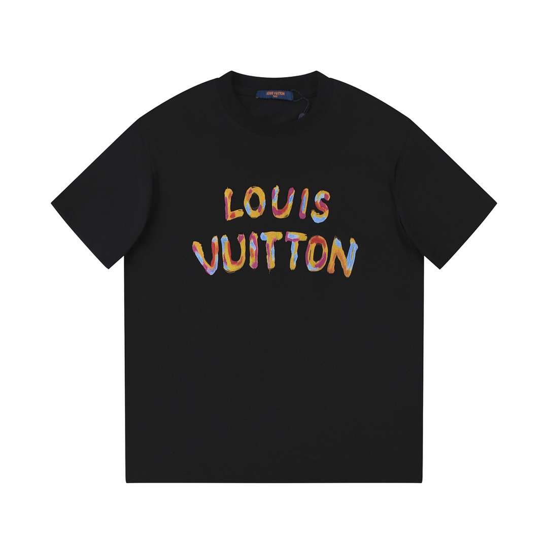 YESKICKS Louis Vuitton Color Clash Flower Print T-Shirt For Unisex Black And White