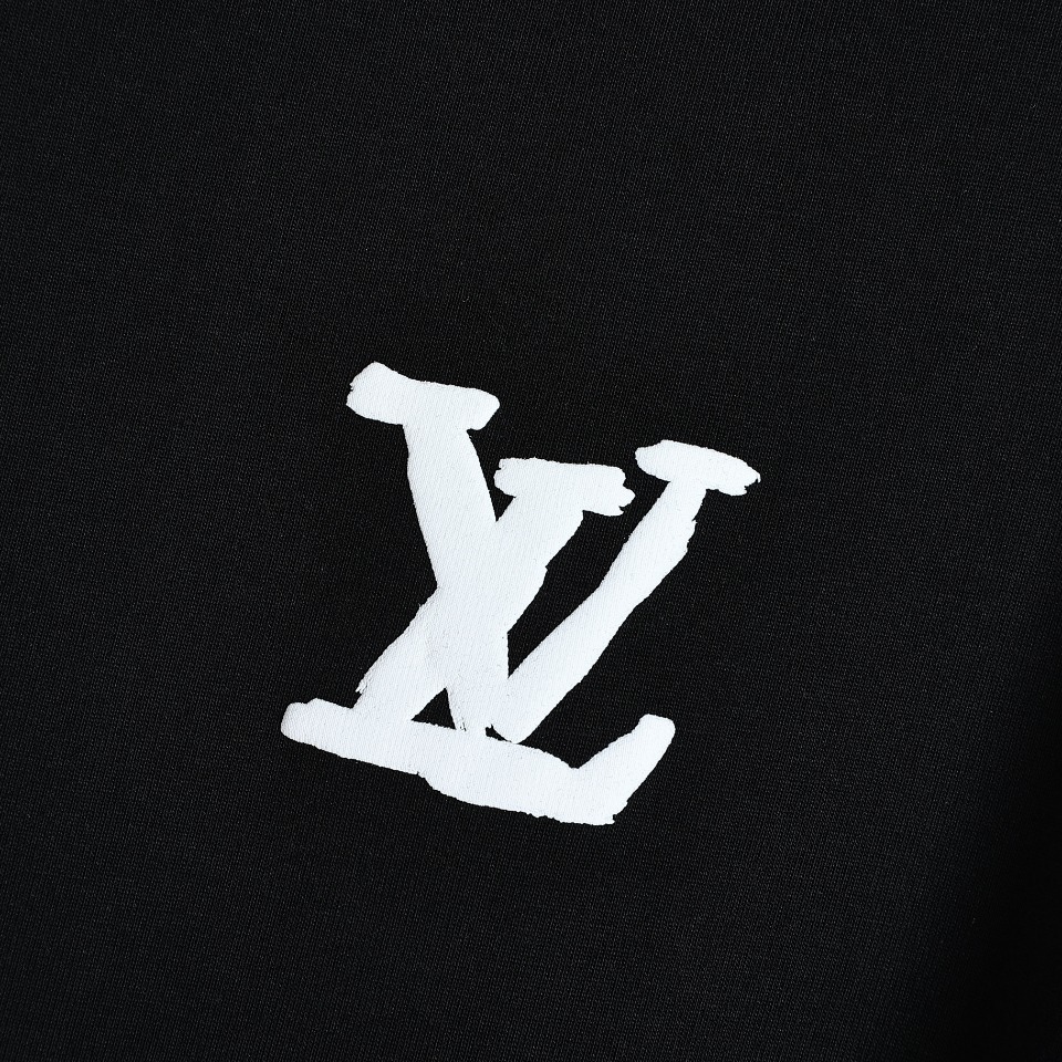 YESKICKS Louis Vuitton Graffiti Logo Foam Print T-Shirt For Unisex Black And White