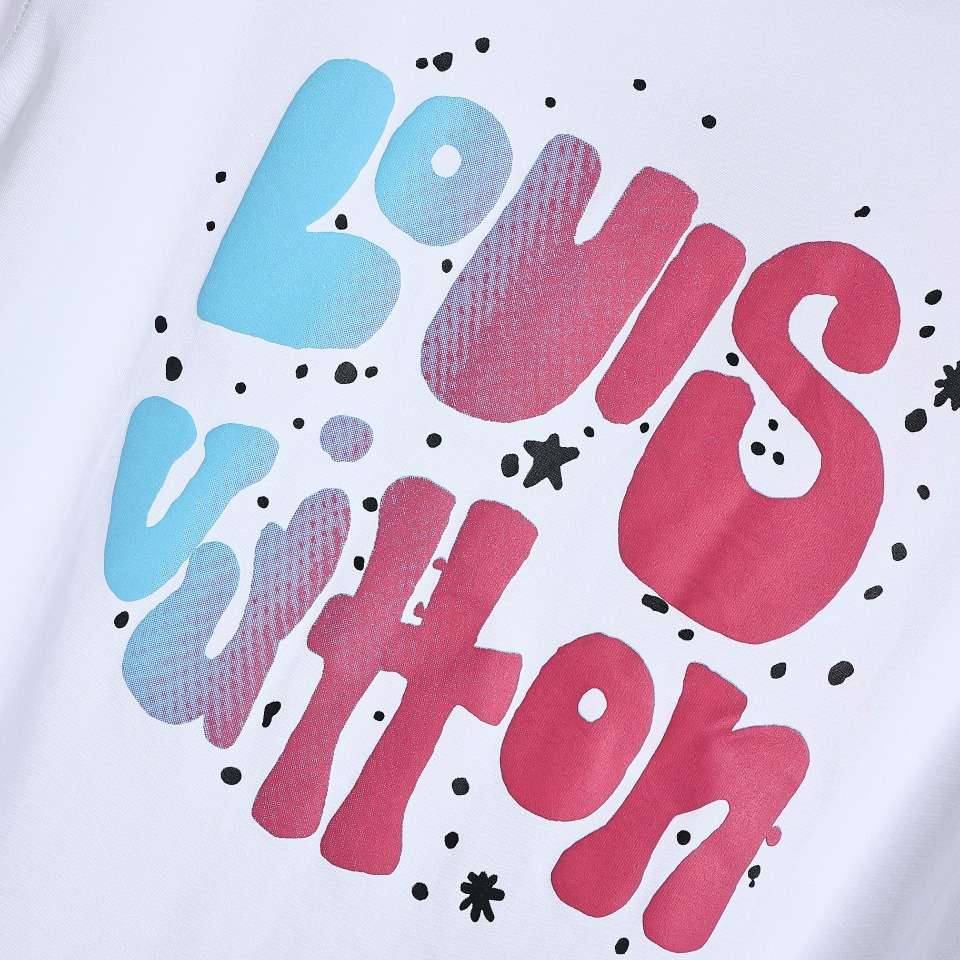 YESKICKS Louis Vuitton Gradient Logo Foam Print T-Shirt For Unisex Black And White