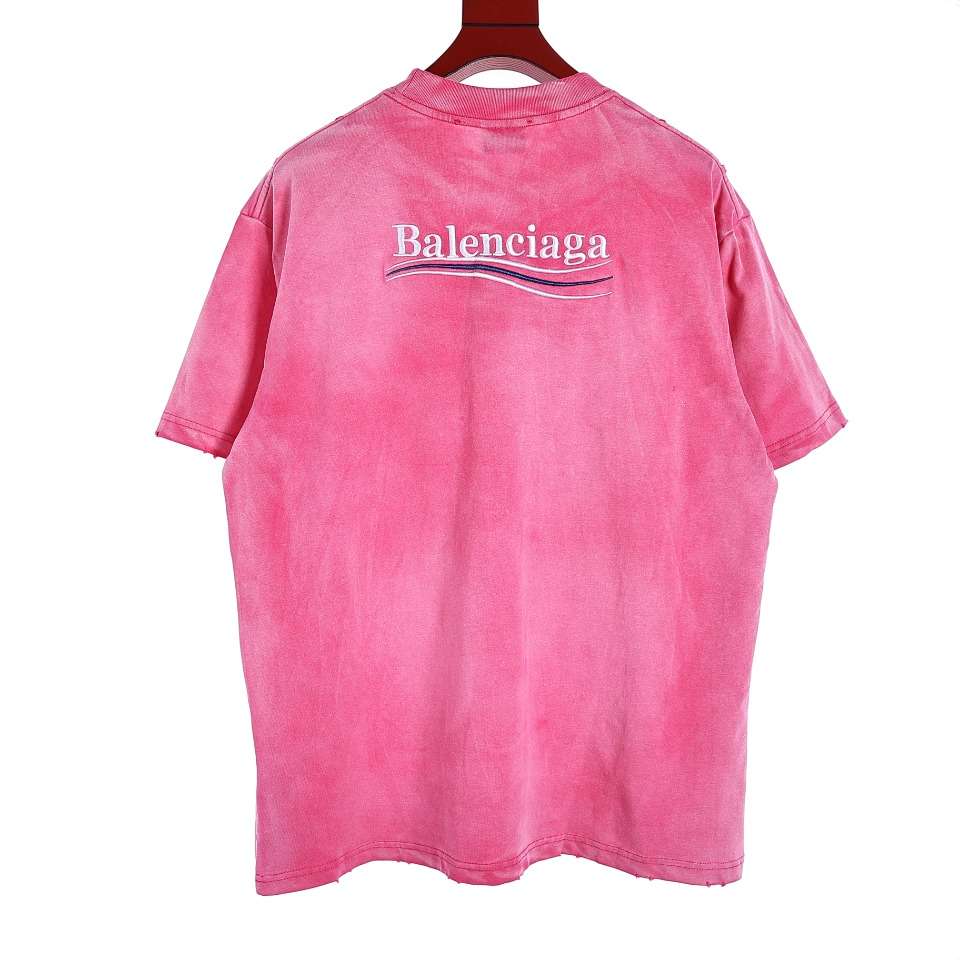 YESKICKS Balenciaga Washed Solid Color T-shirt for Unisex Blue Pink And Gray