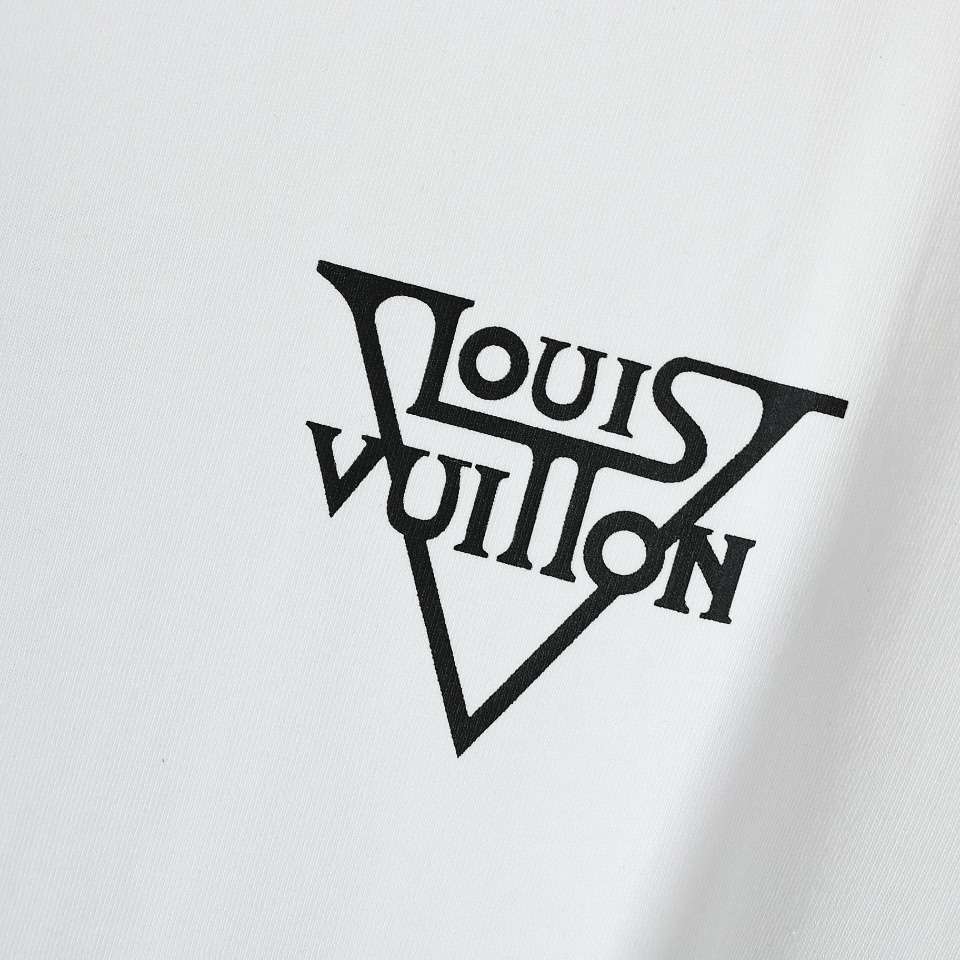 YESKICKS Louis Vuitton Logo Letter Print T-Shirt For Unisex Black And White