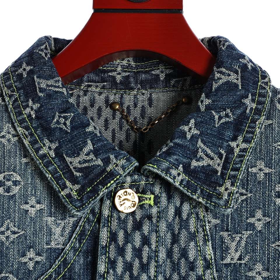 YESKICKS Louis Vuitton Street Style Monogram Logo Print Denim Jacket For Unisex