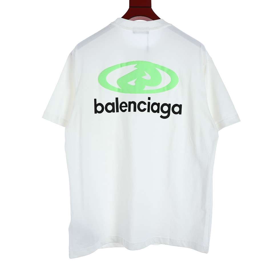 YESKICKS Balenciaga Fluorescent Green Foam Logo Pattern T-shirt for Unisex Black And White