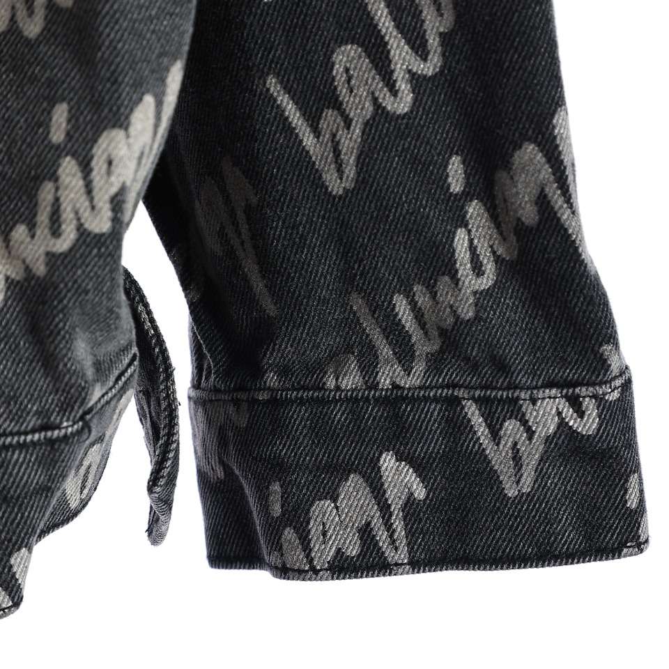 YESKICKS Balenciaga Monogram Graffiti Denim Jacket For Unisex Black And Blue