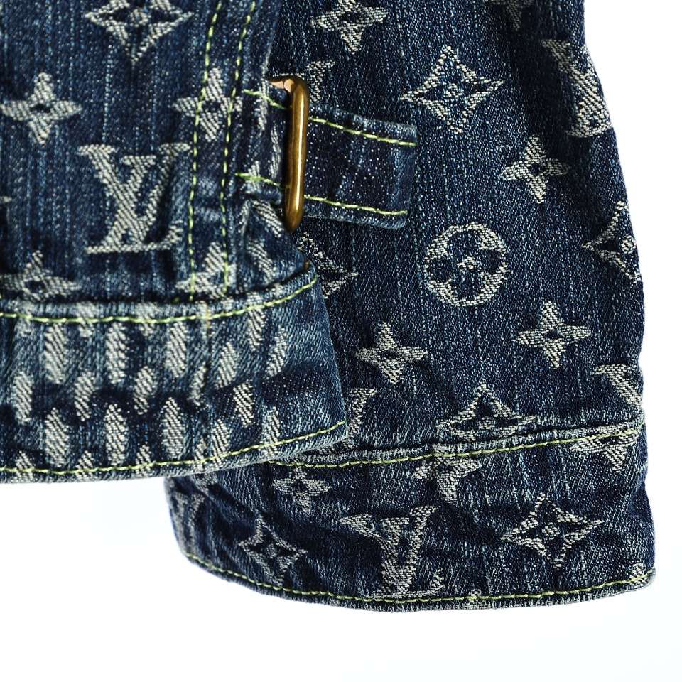 YESKICKS Louis Vuitton Street Style Monogram Logo Print Denim Jacket For Unisex