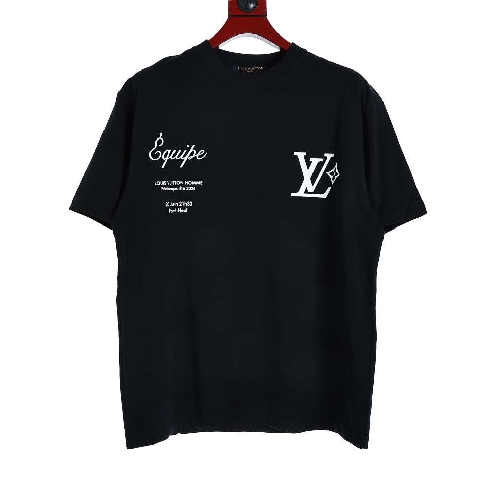 YESKICKS Louis Vuitton Letter Print T-Shirt For Unisex Black And White