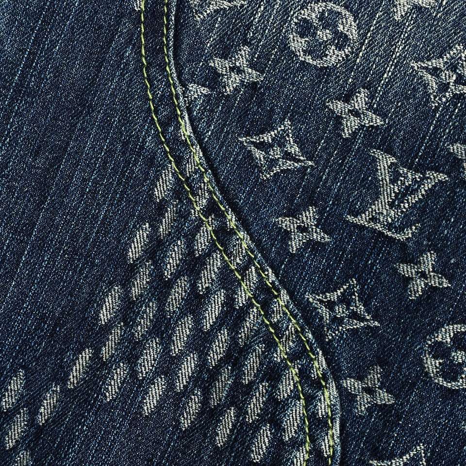 YESKICKS Louis Vuitton Street Style Monogram Logo Print Denim Jacket For Unisex