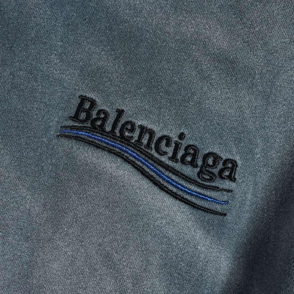 YESKICKS Balenciaga Embroidered Washed Short Sleeve T-Shirt for Unisex Pink Gray And Lake Green