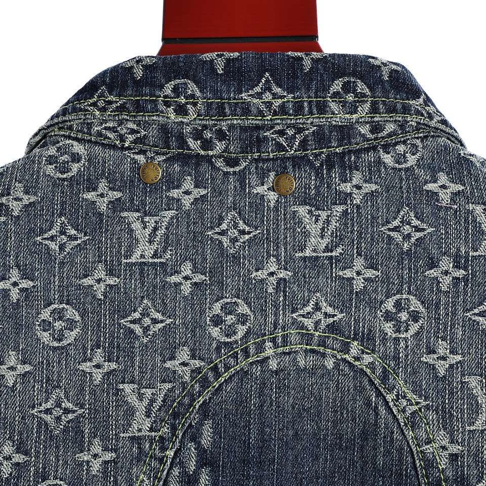 YESKICKS Louis Vuitton Street Style Monogram Logo Print Denim Jacket For Unisex