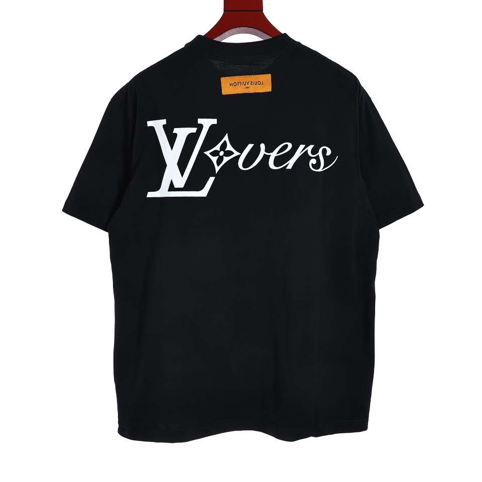 YESKICKS Louis Vuitton Letter Print T-Shirt For Unisex Black And White