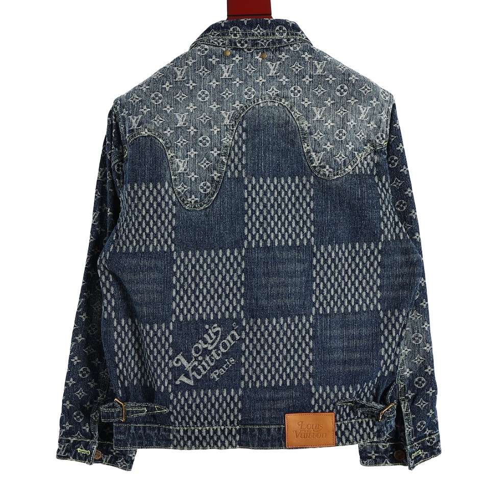 YESKICKS Louis Vuitton Street Style Monogram Logo Print Denim Jacket For Unisex