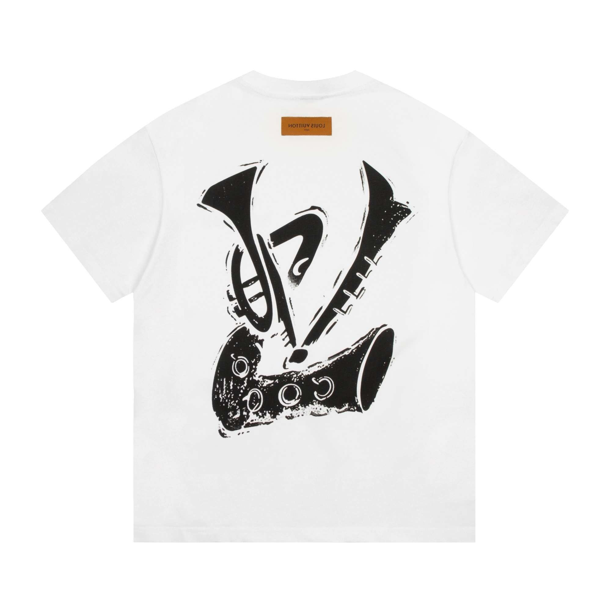 YESKICKS Louis Vuitton Creative Logo Letter Print T-Shirt For Unisex Black And White