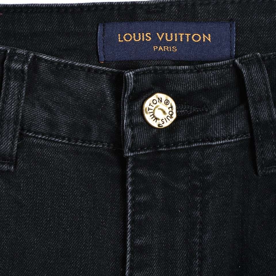 YESKICKS Louis Vuitton Street Style Long Logo Print JeansFor Unisex