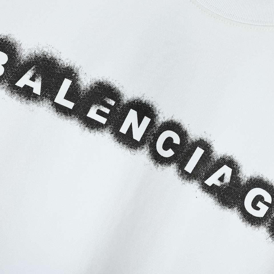 YESKICKS Balenciaga Logo Letter Print T-shirt for Unisex Black And White