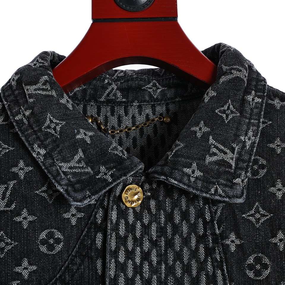 YESKICKS Louis Vuitton Street Style Monogram Logo Print Denim Jacket For Unisex