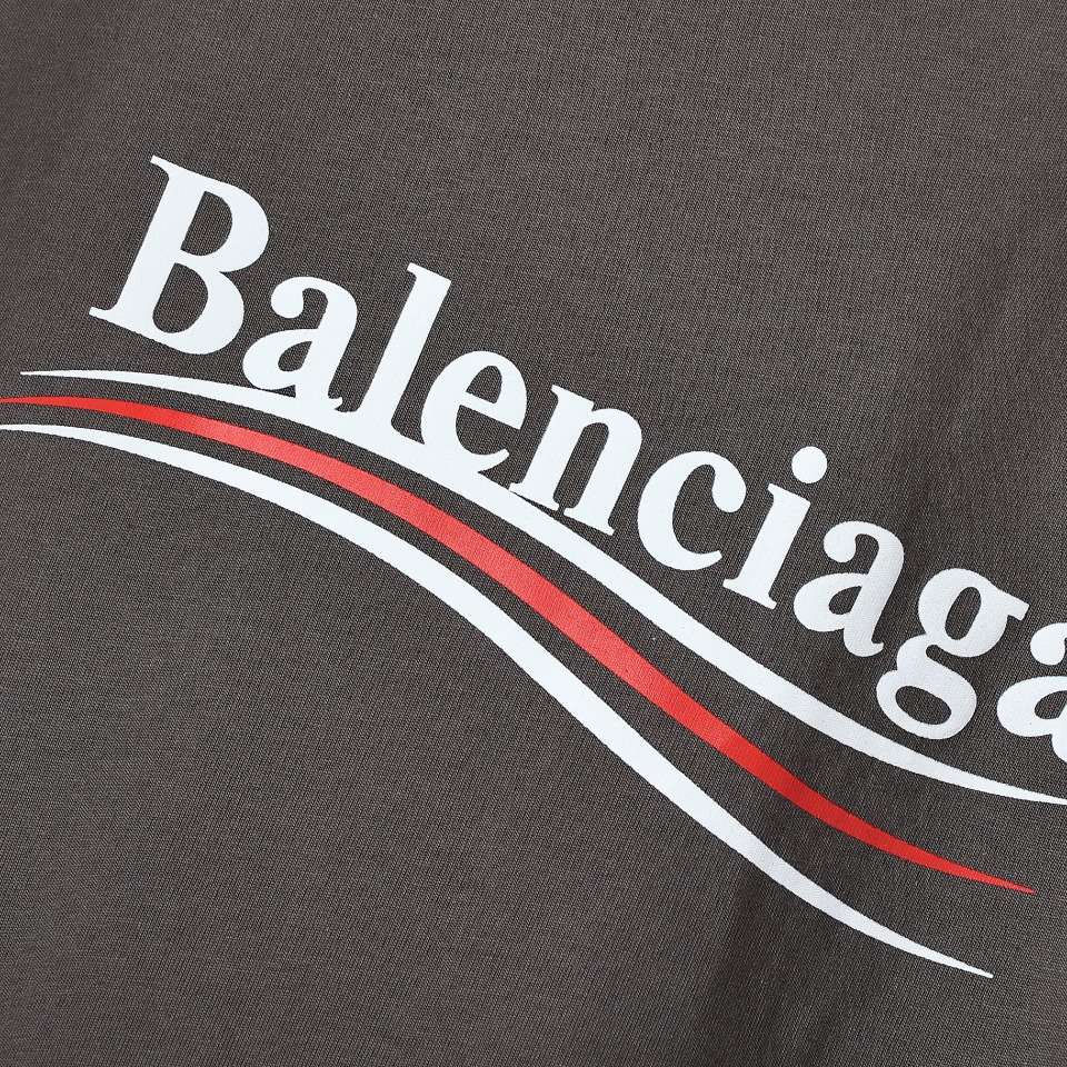 YESKICKS Balenciaga Logo Letter Print T-shirt for Unisex Military Green And Meteorite Gray