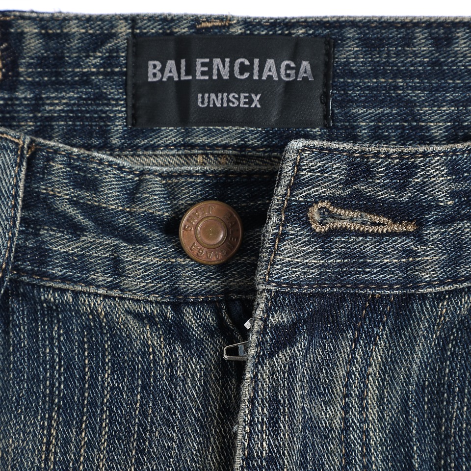 YESKICKS Balenciaga Blue Washed Orange Flared Jeans