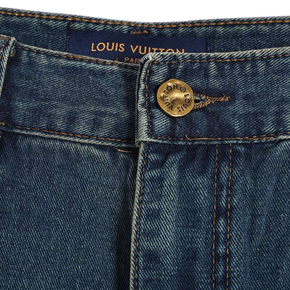 YESKICKS Louis Vuitton Embossed Denim Pants For Unisex