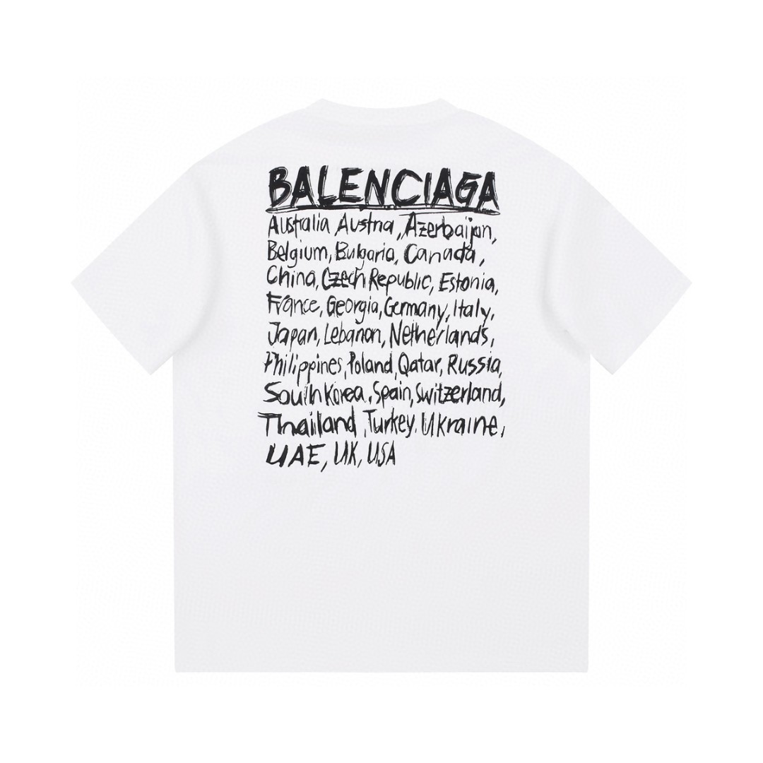 YESKICKS Balenciaga Logo Print T-shirt for Unisex Black and White