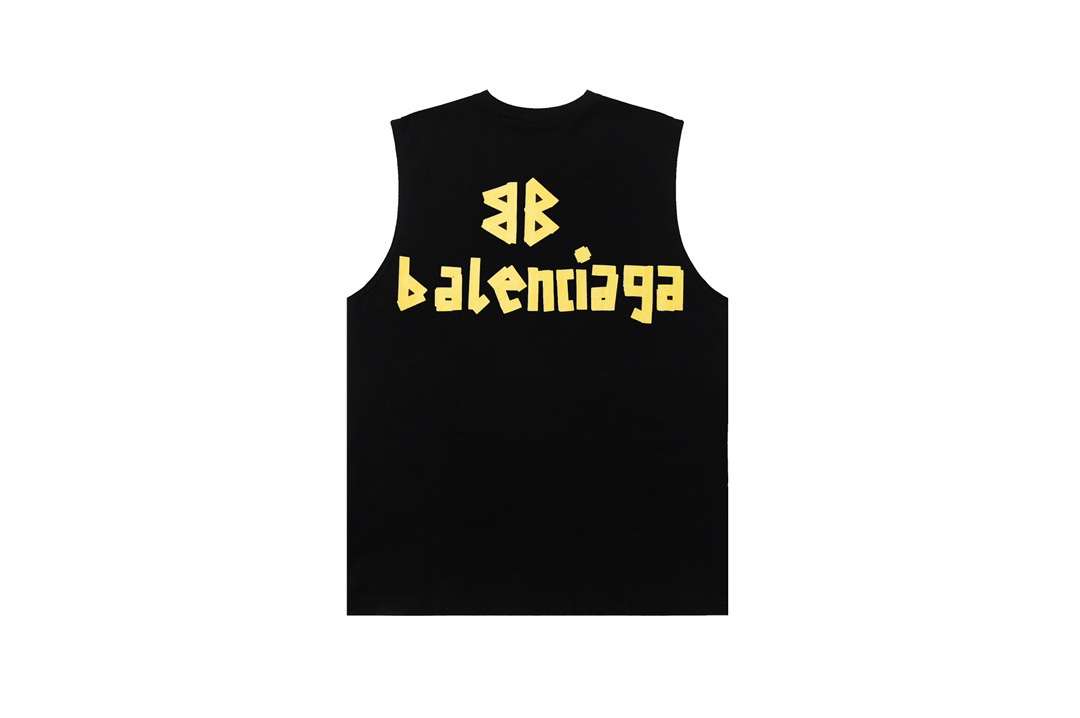 YESKICKS Balenciaga Sleeveless Tank Top Logo Print T-shirt for Unisex Black And White