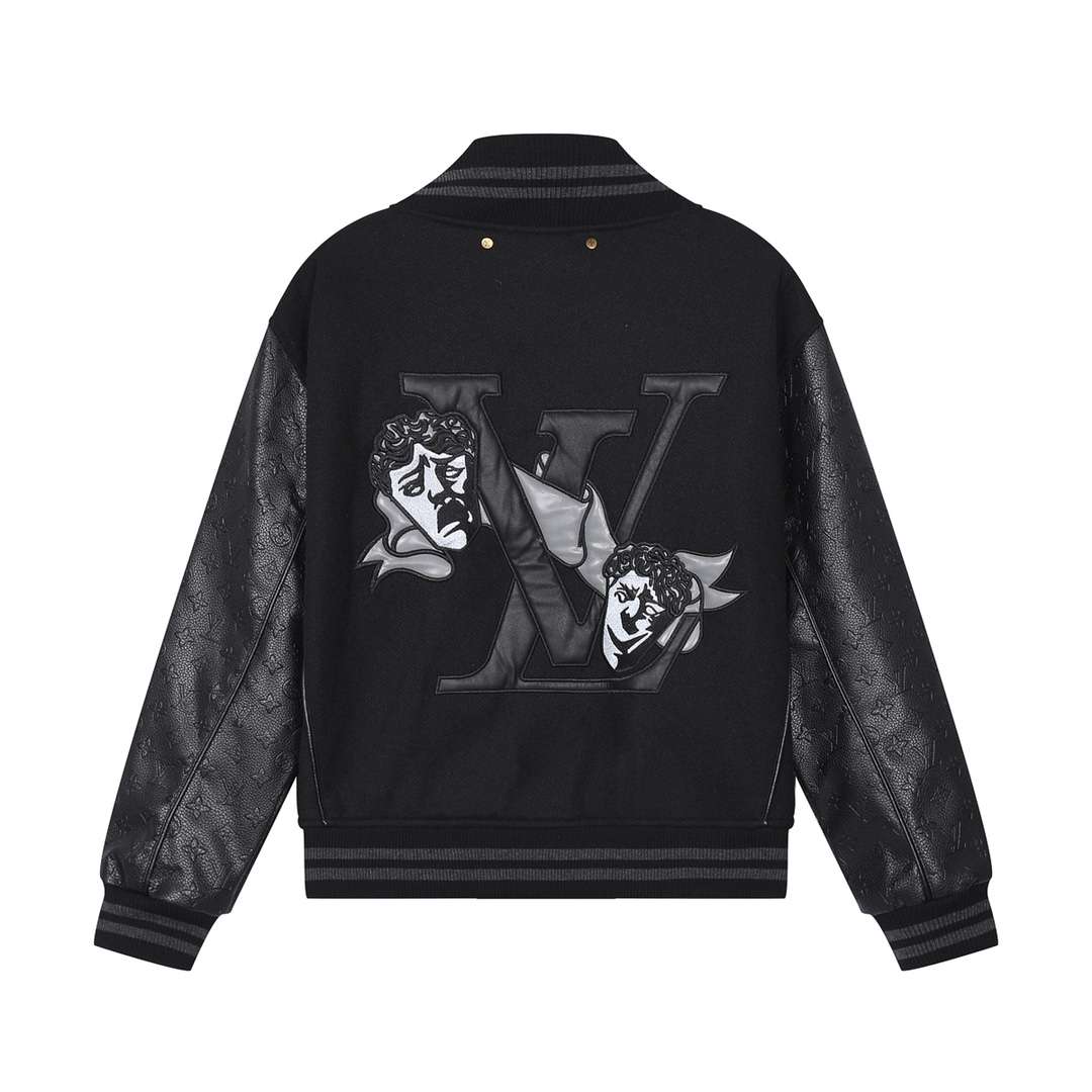 YESKICKS Louis Vuitton Logo Print Baseball Jacket For Unisex