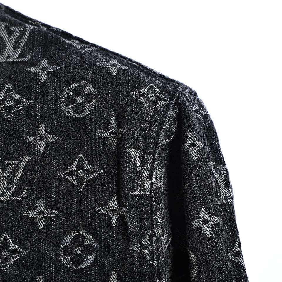 YESKICKS Louis Vuitton Street Style Monogram Logo Print Denim Jacket For Unisex