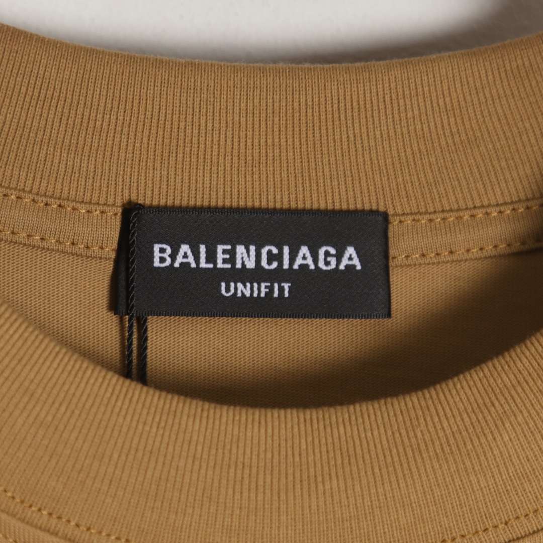 YESKICKS Balenciaga Reverse Letter Embroidery Round Neck Short Sleeve T-Shirt for Unisex