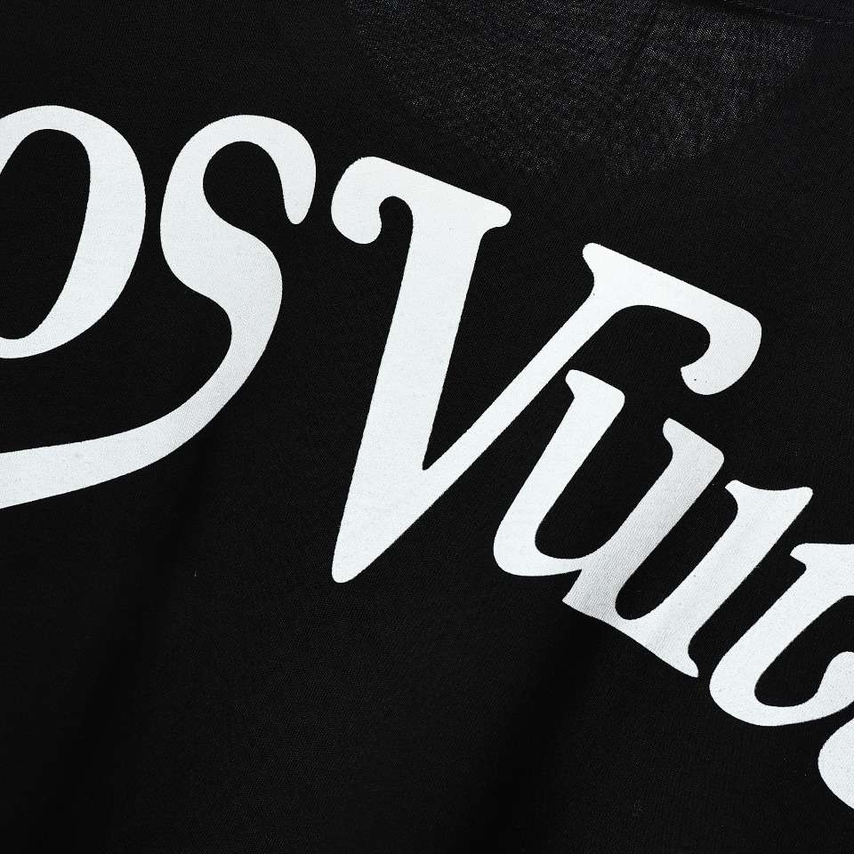 YESKICKS Louis Vuitton Logo Letter Print T-Shirt For Unisex Black And White