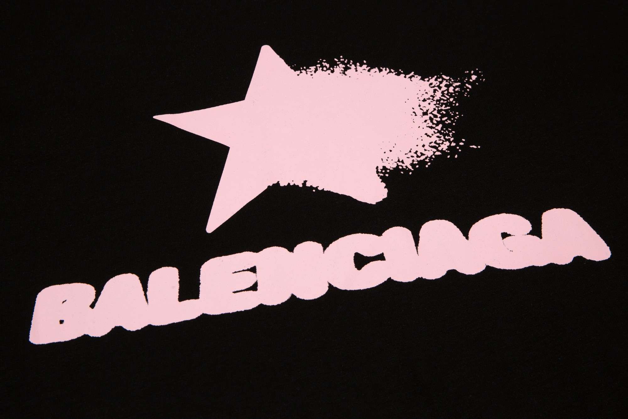 YESKICKS Balenciaga Star Pattern Logo Print T-shirt for Unisex Black And White