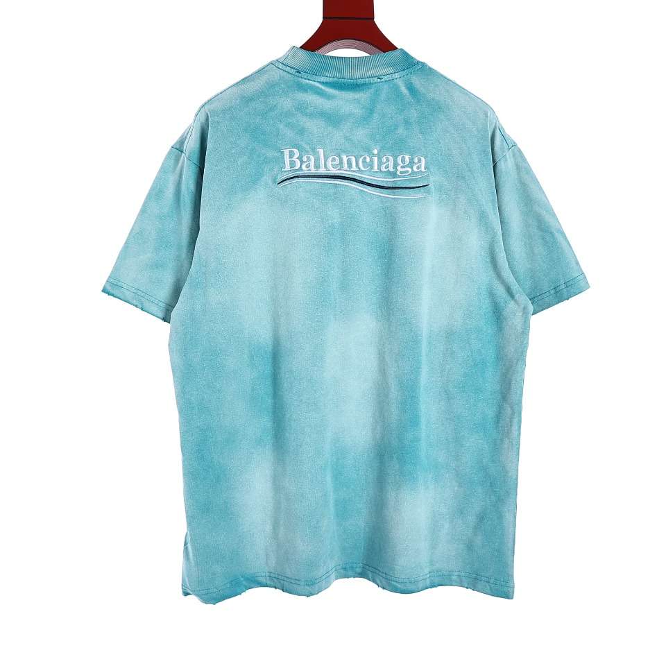 YESKICKS Balenciaga Washed Solid Color T-shirt for Unisex Blue Pink And Gray