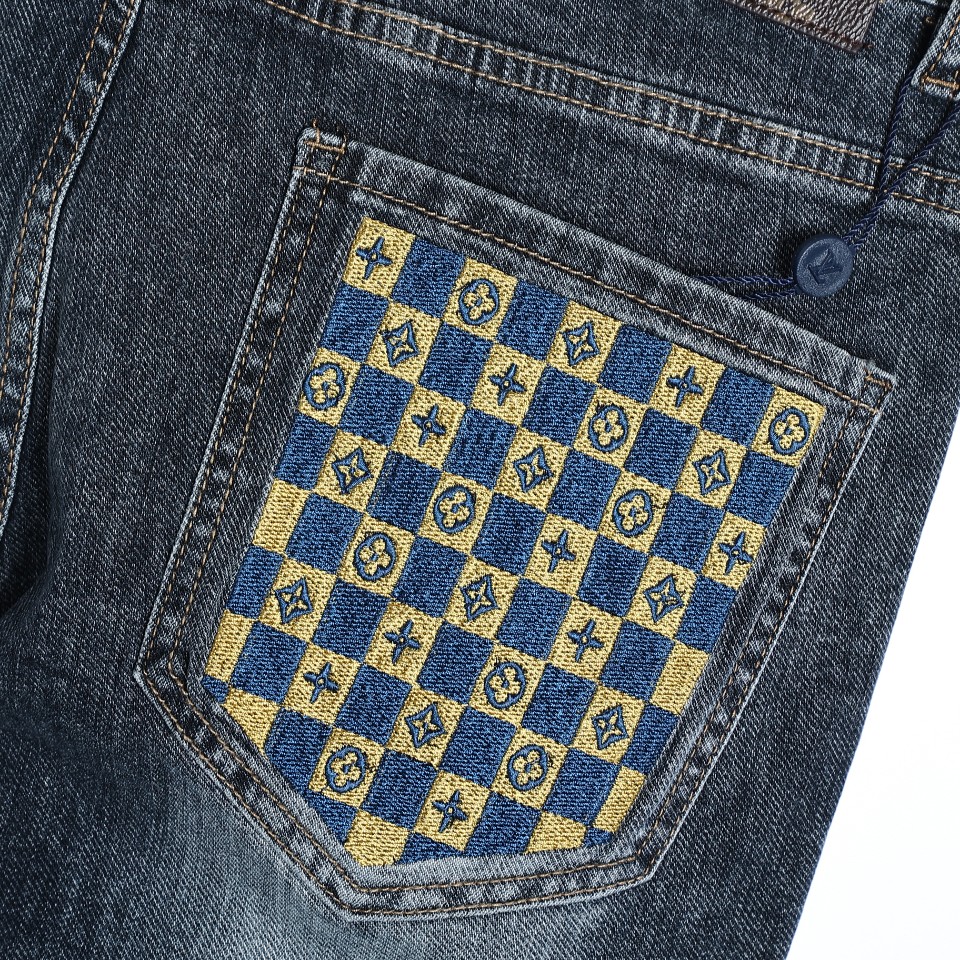 YESKICKS Louis Vuitton Street Style Printed Pockets Jeans For Unisex