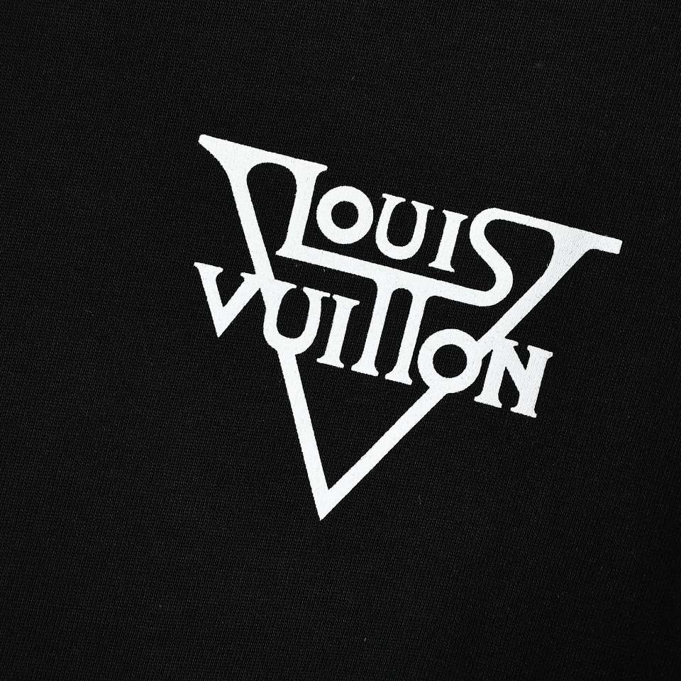 YESKICKS Louis Vuitton Logo Letter Print T-Shirt For Unisex Black And White