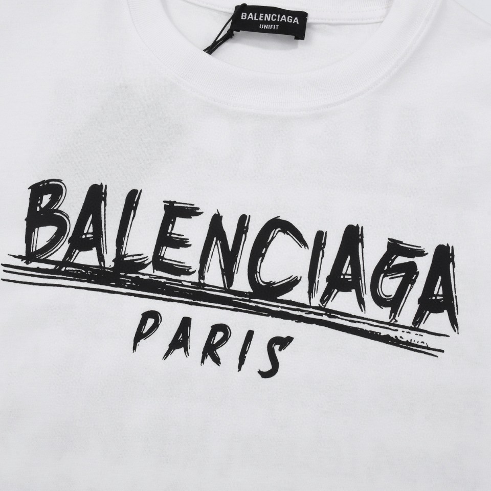 YESKICKS Balenciaga Logo Print T-shirt for Unisex Black and White