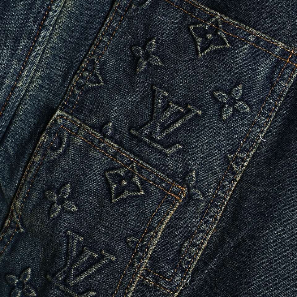 YESKICKS Louis Vuitton Street Style Logo Print Denim Jacket For Unisex